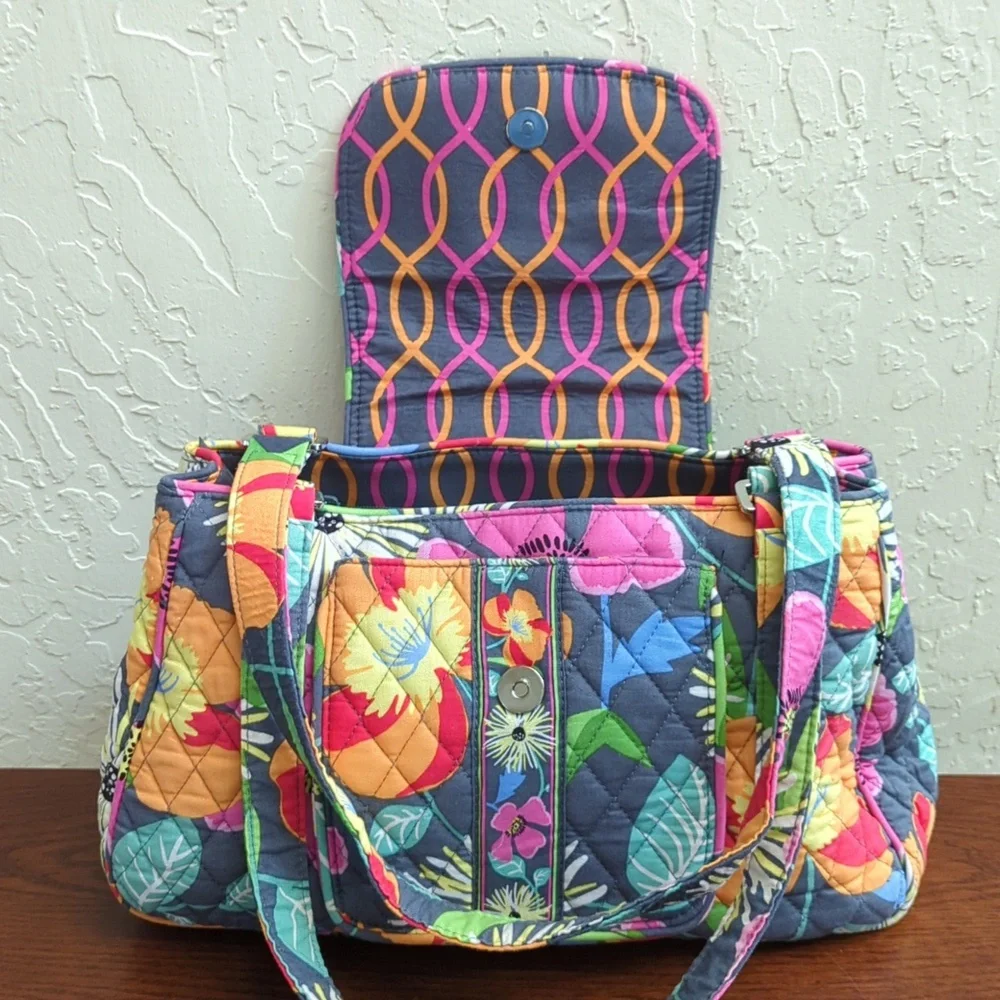 Vera Bradley Jazzy Blooms Edie Three Compartment Satchel Bag